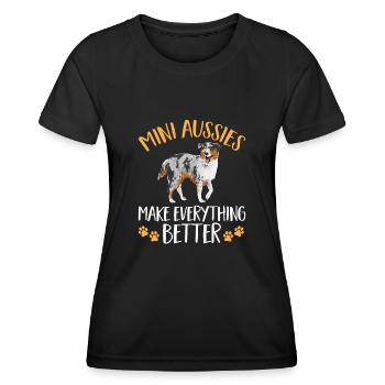 Miniature Australian Shepherd - Women's Functional T-Shirt - black - Front - AI Model Female 172 light (172cm)