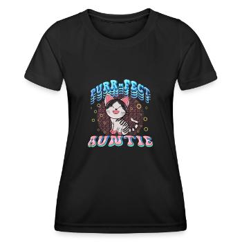 Fait ronronnant Tante 1 - T-shirt sport Femme - noir - Devant - AI Model Female 172 light (172cm)