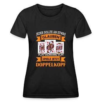 Doppelkopf Kartenspieler - Frauen Funktions-T-Shirt - Schwarz - Vorne - AI Model Female 172 light (172cm)