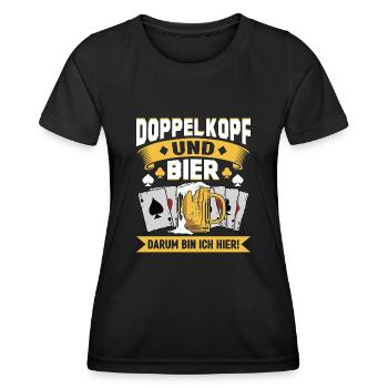 Doppelkopfspieler Doppelkopf und Bier - Frauen Funktions-T-Shirt - Schwarz - Vorne - AI Model Female 172 light (172cm)