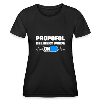 Drôle d’anesthésiste Mode d’administration de propofol activé - T-shirt sport Femme - noir - Devant - AI Model Female 172 light (172cm)
