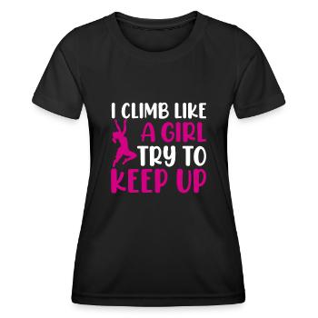 Ich Klettere Wie Ein Mädchen Bouldern Klettern - Frauen Funktions-T-Shirt - Schwarz - Vorne - AI Model Female 172 light (172cm)