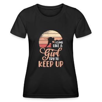 Ich Klettere Wie Ein Mädchen Bouldern Klettern - Frauen Funktions-T-Shirt - Schwarz - Vorne - AI Model Female 172 light (172cm)
