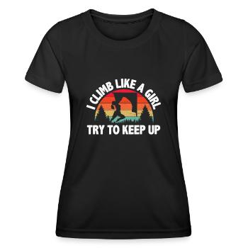 Ich Klettere Wie Ein Mädchen Bouldern Klettern - Frauen Funktions-T-Shirt - Schwarz - Vorne - AI Model Female 172 light (172cm)
