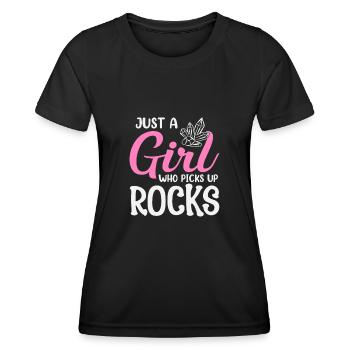 Juste une fille qui ramasse des minéraux rocheux - T-shirt sport Femme - noir - Devant - AI Model Female 172 light (172cm)