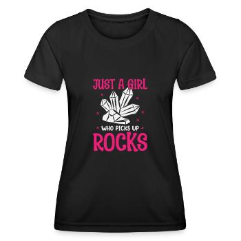 Juste une fille qui ramasse des minéraux rocheux - T-shirt sport Femme - noir - Devant - AI Model Female 172 light (172cm)