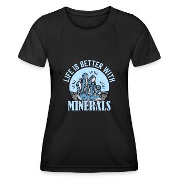 La vie est meilleure avec la collecte de minéraux - T-shirt sport Femme - noir - Devant - AI Model Female 172 light (172cm)