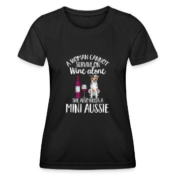 Berger australien miniature - T-shirt sport Femme - noir - Devant - AI Model Female 172 light (172cm)