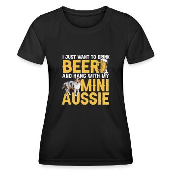 Berger australien miniature - T-shirt sport Femme - noir - Devant - AI Model Female 172 light (172cm)