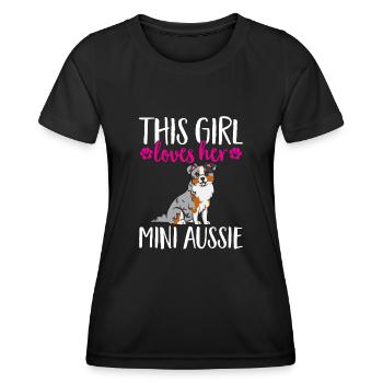Miniature Australian Shepherd - Women's Functional T-Shirt - black - Front - AI Model Female 172 light (172cm)