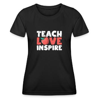 Enseigner l’amour inspirer l’enseignement de la maternelle - T-shirt sport Femme - noir - Devant - AI Model Female 172 light (172cm)