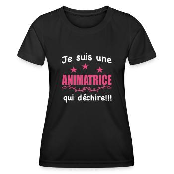 animatrice qui déchire, cadeau animatrice - T-shirt sport Femme - noir - Devant - AI Model Female 172 light (172cm)