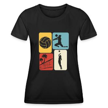 Beach Volleyball retro Volleyballspieler - Frauen Funktions-T-Shirt - Schwarz - Vorne - AI Model Female 172 light (172cm)