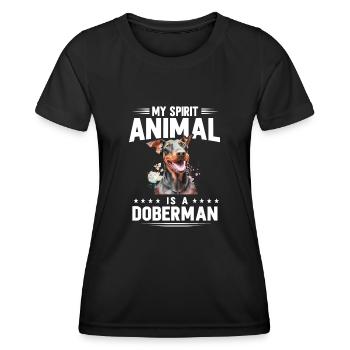 Doberman Pinscher Dog Dobie - Women's Functional T-Shirt - black - Front - AI Model Female 172 light (172cm)