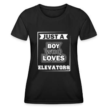 Elevator Button Just a boy who loves elevator - Women's Functional T-Shirt - black - Front - AI Model Female 172 light (172cm)