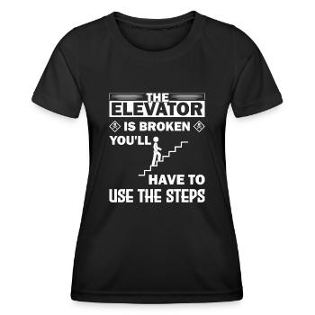 Bouton d’ascenseur Juste un garçon qui aime l’ascenseur - T-shirt sport Femme - noir - Devant - AI Model Female 172 light (172cm)