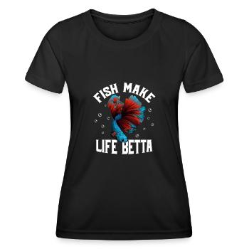 Fish Make Life Betta Aquarium Owner Fish Keeping - Frauen Funktions-T-Shirt - Schwarz - Vorne - AI Model Female 172 light (172cm)