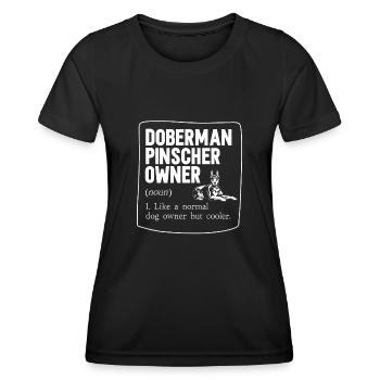 Doberman Pinscher Dog Dobie - Women's Functional T-Shirt - black - Front - AI Model Female 172 light (172cm)