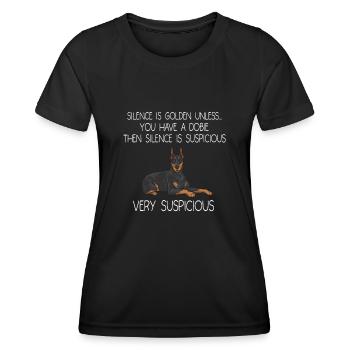 Doberman Pinscher Dog Dobie - Women's Functional T-Shirt - black - Front - AI Model Female 172 light (172cm)
