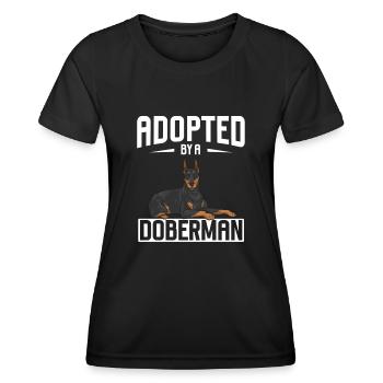 Doberman Pinscher Dog Dobie - Women's Functional T-Shirt - black - Front - AI Model Female 172 light (172cm)