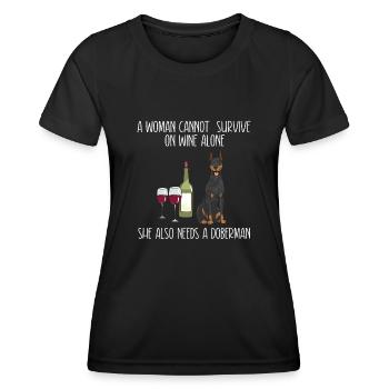 Doberman Pinscher Dog Dobie - Women's Functional T-Shirt - black - Front - AI Model Female 172 light (172cm)