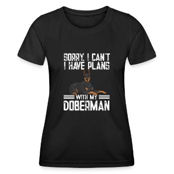 Doberman Pinscher Dog Dobie - Women's Functional T-Shirt - black - Front - AI Model Female 172 light (172cm)