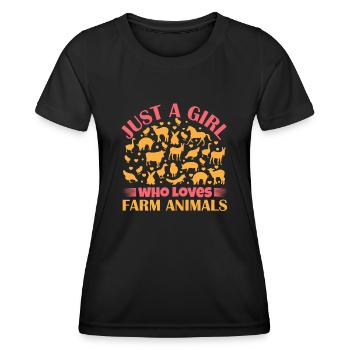 Filles, animaux de ferme, vaches, cochons, chèvres - T-shirt sport Femme - noir - Devant - AI Model Female 172 light (172cm)