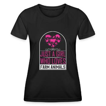 Filles, animaux de ferme, vaches, cochons, chèvres - T-shirt sport Femme - noir - Devant - AI Model Female 172 light (172cm)