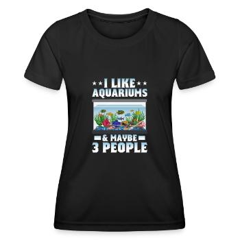 J’aime les aquariums et peut-être 3 personnes qui gardent des poissons - T-shirt sport Femme - noir - Devant - AI Model Female 172 light (172cm)