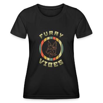Stolzer pelziger Schwanz Ohr pelzige Vibes Retro Cosplay - Frauen Funktions-T-Shirt - Schwarz - Vorne - AI Model Female 172 light (172cm)