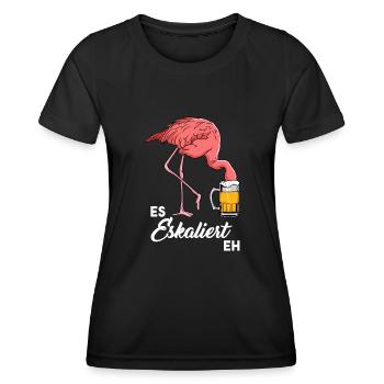 Es Eskaliert Eh Flamingo Bier - Frauen Funktions-T-Shirt - Schwarz - Vorne - AI Model Female 172 light (172cm)