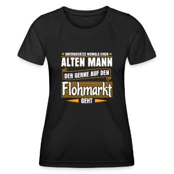 Flohmarkt Händler Trödelmarkt - Frauen Funktions-T-Shirt - Schwarz - Vorne - AI Model Female 172 light (172cm)