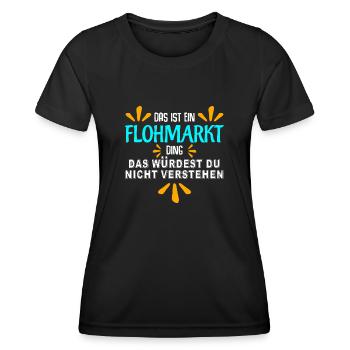 Flohmarkt Witz Trödelmarkt - Frauen Funktions-T-Shirt - Schwarz - Vorne - AI Model Female 172 light (172cm)