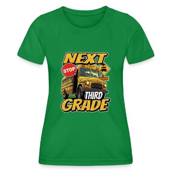Nächste Station Dritte 3. Klasse - Schulbus - Frauen Funktions-T-Shirt - Kelly Green - Vorne - AI Model Female 172 dark (172cm)