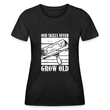 Compétences de peintre Vernisseur - T-shirt sport Femme - noir - Devant - AI Model Female 172 light (172cm)