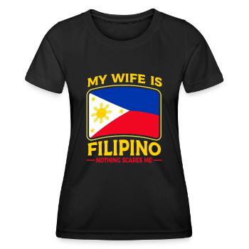 Ma femme est originaire des Philippines - T-shirt sport Femme - noir - Devant - AI Model Female 172 light (172cm)