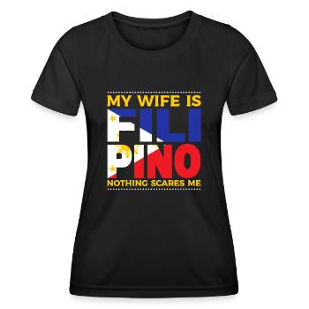 Ma femme est originaire des Philippines - T-shirt sport Femme - noir - Devant - AI Model Female 172 light (172cm)
