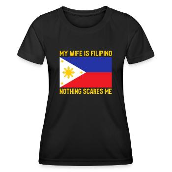 Ma femme est originaire des Philippines - T-shirt sport Femme - noir - Devant - AI Model Female 172 light (172cm)