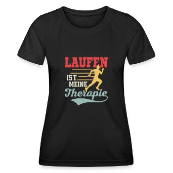 Laufen ist meine Therapie Läufer Joggen - Frauen Funktions-T-Shirt - Schwarz - Vorne - AI Model Female 172 light (172cm)