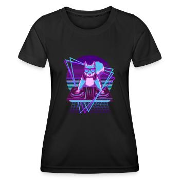 Vaporwave Squirrel DJ Desk Squirrel - Women's Functional T-Shirt - black - Front - AI Model Female 172 light (172cm)