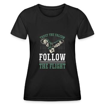 Vertrauen Sie Dem Falken Folgen Sie Dem Flug - Frauen Funktions-T-Shirt - Schwarz - Vorne - AI Model Female 172 light (172cm)