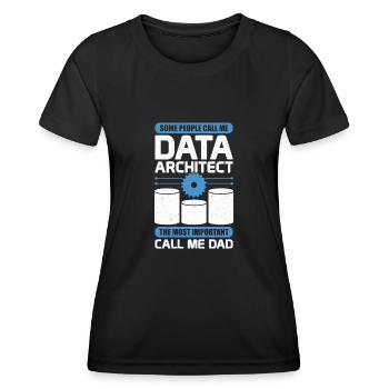 Architecture de données Architecte de base de données Papa Cadeau - T-shirt sport Femme - noir - Devant - AI Model Female 172 light (172cm)