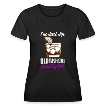 I'm Just An Old Fashioned Kind Of Girl Drinking W - Frauen Funktions-T-Shirt - Schwarz - Vorne - AI Model Female 172 light (172cm)