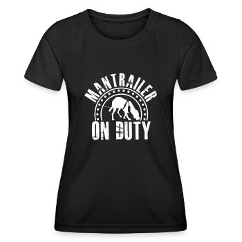 Mantrailing Suchhund Mantrailer - Frauen Funktions-T-Shirt - Schwarz - Vorne - AI Model Female 172 light (172cm)