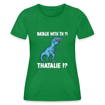 TRex Meme Dino with overbite Natalie with th Natha - Frauen Funktions-T-Shirt - Kelly Green - Vorne - AI Model Female 172 dark (172cm)