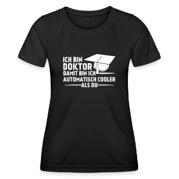 Doktortitel Doktorarbeit cooler Doktor - Frauen Funktions-T-Shirt - Schwarz - Vorne - AI Model Female 172 light (172cm)