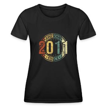 Génial depuis 2011 Retro Vintage Birthday - T-shirt sport Femme - noir - Devant - AI Model Female 172 light (172cm)