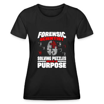 Un scientifique judiciaire résout des énigmes criminelles Laboratoire criminel - T-shirt sport Femme - noir - Devant - AI Model Female 172 light (172cm)