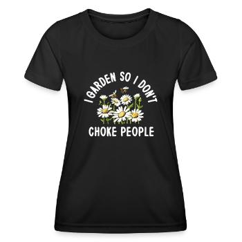 Je jardine pour ne pas étouffer les gens - T-shirt sport Femme - noir - Devant - AI Model Female 172 light (172cm)