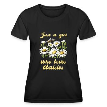Just A Girl Who Loves Daisies - Women's Functional T-Shirt - black - Front - AI Model Female 172 light (172cm)